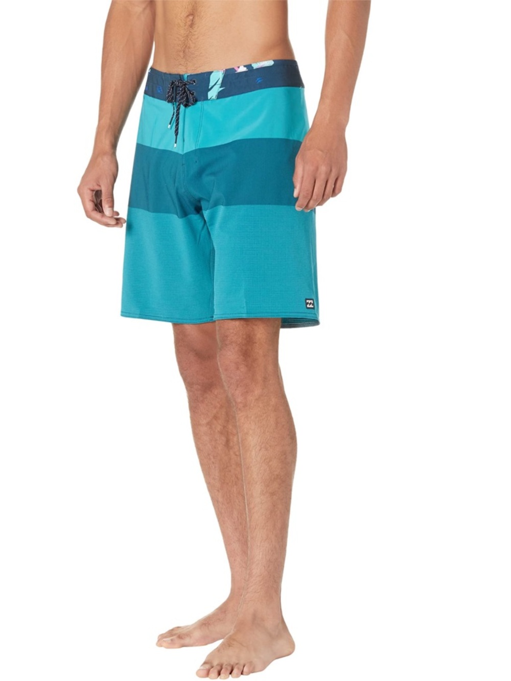 Billabong Teal and Navy Stripe Swim Shorts
